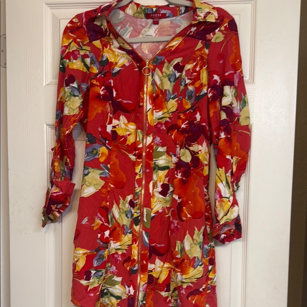 Guess Vibrant Red Patterned Dress